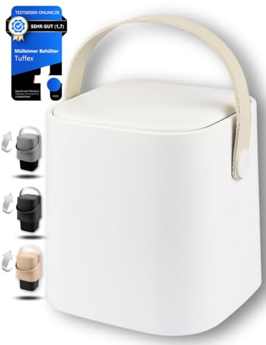 Kompakt 𝐒𝐦𝐚𝐫𝐭 𝐃𝐮𝐬𝐭𝐛𝐢𝐧 Mülleimer 4l,weissI KINDERSICHERUNGIBadI Eimer für Biomüll I Büro I Wohn I Küche IKosmetik ISchlafzimmer I klein I mini Behälter I unter Schreibtisch I Unterschrank