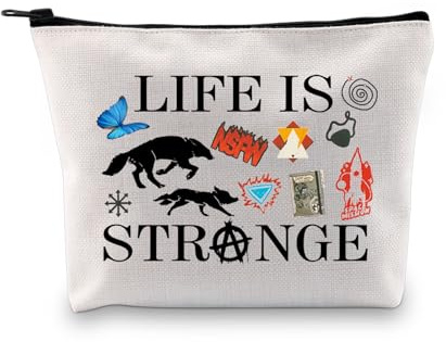 PLITI Life is Strange Gift LIS Video Game Fans Merchandise Max and Chloe Gift Life is Strange Inspired Makeup Bag for Gamer, Strange Makeup Bagu, modisch