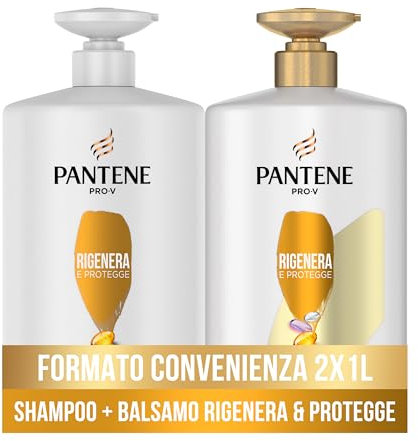 Pantene Pro-V set da 2 pezzi, 1 x Shampoo protettivo alla cheratina 1000 ml + 1 x Balsamo 900 ml, per capelli deboli o danneggiati, ripara i danni dello styling, massima praticità