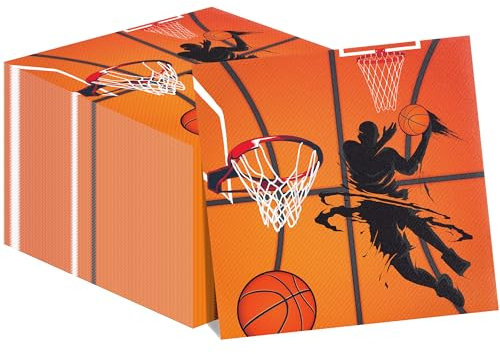 Basketball-Party-Servietten, 40 Stück, Basketball-Servietten, Einweg-Servietten, Basketballspieler-Partyzubehör, Geburtstagsdekorationen, Basketball-Party-Abendessen, Papierservietten für Hochzeit,