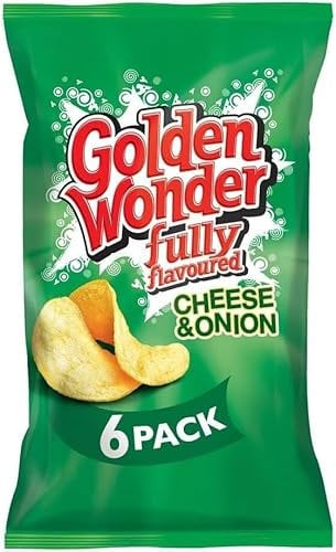 Golden Wonder Cheese & Onion Crisps, 6 x 25g (2 Packs), Vegetarian, No Artificial Preservatives or Colours, Premium Product