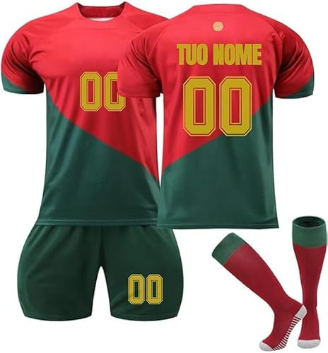 Générique Maillot de Football Enfant Personnalisé set,2024 Nouveaux Adultes Equipement soccer,Foot Ensemble Entraînement T-Shirt Short et Chaussettes,Personnalisable votre nom and d'équipe