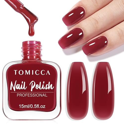 TOMICCA Lila Rot Nagellack, 15ml Glänzend Schnelltrocknender Langanhaltender auf Wasserbasis Nagellack, für DIY Nail Art Maniküre