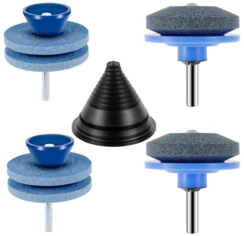 TMHCRDS Lot de 4 aiguiseurs de lames de tondeuse à gazon, aiguiseur universel pour meuleuse à gazon, pierre de meule réutilisable, outil d'affûtage de lame de tondeuse en corindon robuste pour