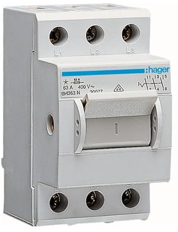 Kompakter Ausschalter Hager SH363N Hager 400 Volt 3x 63 Ampère für Hutschiene