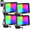 AUXTINGS Lot de 4 projecteurs LED d'extérieur 100W équivalent 10000 lm RGB avec application, changement de couleur dimmable Minuterie Scène IP 66, EU plug