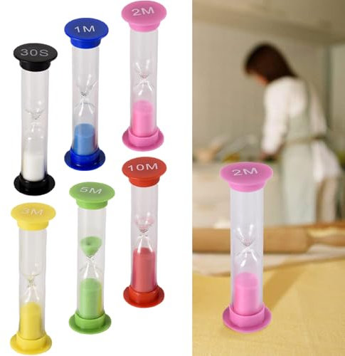 Sablier à 6 couleurs différentes - Gestion du temps de cuisine - 30 secondes / 1 min / 2 min / 3 min / 5 min / 10 min - Pour salle de classe, jeu, bureau à domicile.