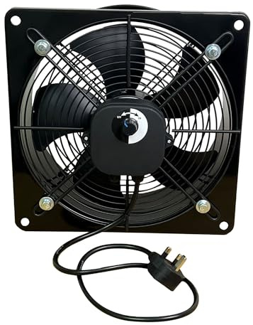 POWERSTAR ELECTRICALS Powerful Metal Industrial Ventilation Extractor Fan with Speed Controller Axial Exhaust Commercial Air Blower for Workshop, Garage, Kitchen Ventilation (10 Inches / 250mm)