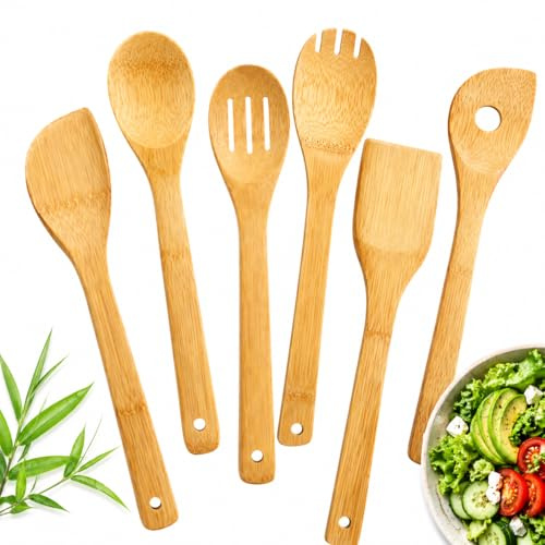 6 Stück Kochlöffel Holz, Praktisch Für Küche Und Kochen | 6 Stück Kochlöffel Holz , 6 verschiedene Werkzeuge , schonend für Töpfe , ideal für Küche , Erwachsene