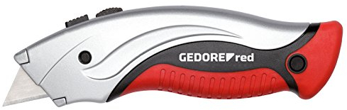 GEDORE red Profi-Cuttermesser aus Aluminium mit 5 Ersatzklingen und Schnellwechselmechanismus