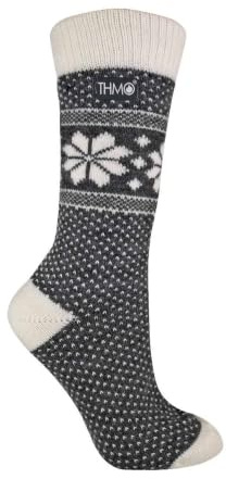 THMO - Ladies Vintage Nordic Fairisle Style Winter Wool Blend Socks