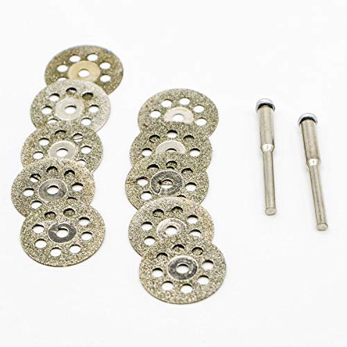 12 unidades de discos de corte de diamante de 22 mm y discos de corte de cristal y ejes de árbol