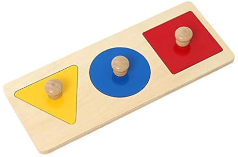 Adena Montessori First Jumbo Knob Wooden Shape Puzzles for Toddlers 1-3,Multiple Peg Shapes Puzzle Sorter Board for Baby Kids,Color & Shape Sorter Montessori Puzzle Preschool Learning Toys(3 Pieces)