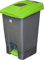 Sterling Ventures Large Heavy Duty Waste Rubbish Recycling Pedal Wheelie Bin with Coloured Lid (100L, Green Lid)