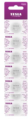 TESLA BUTTON LITHIUM BATTERIES, CR2032 Mercury free Lithium Cell Battery 3V, 7 Year Shelf Life, A Long-lasting, Leak-free, Suitable for flashlights, car keys, watches, key fobs, 5 count [Pack of 1]