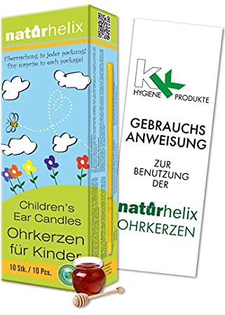 Ohrkerzen Naturhelix | Kinderohrkerzen | Mit KK Gebrauchsanweisung zur Ohrkerzenbehandlung | 10 Stück/Packung | Propolis