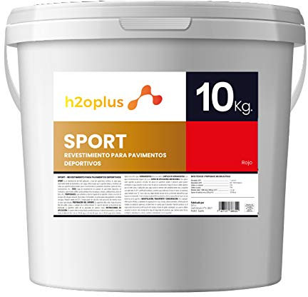 H20PLUS Peinture pour Terrains de Sport et Sols en général SPORT ROUGE 10Kg · Produit 100% NATUREL à base d'eau, SANS ODEUR aux solvants chimiques · Idéal pour Les Courts de Paddle/Tennis/Fronton