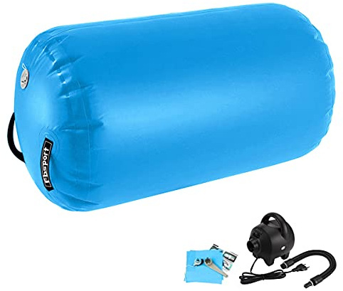 FBSPORT Aufblasbare Air Roll, 100x60cm Aufblasbare Luft Rollen, Yoga Gymnastik Zylinder, Gymnastikmatte, Gym Air Barrel, Air Tumbling Track, Sportmatte für zuhause mit Tragetasche, Outdoor, Fitness