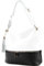 modamoda de - T143 - ital. Leder Schultertasche Umhängetasche, Farbe:Weiß/Schwarz