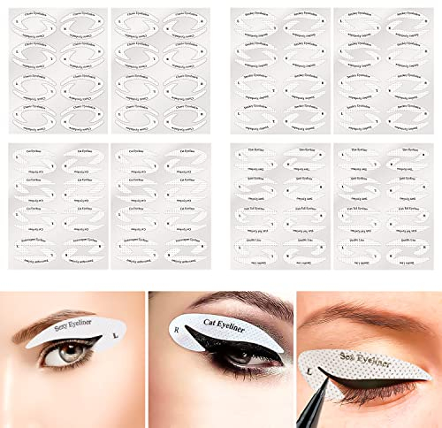 Eyeliner Stencil Sticker 8 Fogli,SUPRROW Adesivi per Stencil per Ombretto per Trucco Rapido Eyeliner di Gatti per Smokey Eyes e Cateyes, Principiante