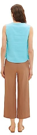 TOM TAILOR Damen 1036702 Leinen Blusen Top, 26007-Teal Radiance, 38