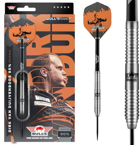 Bull's Dirk Van Duijvenbode 90% Tungsten Steel Tip Darts - 22g Professional Darts Set