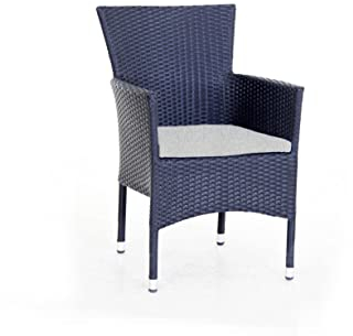 METRO Professional Sedia da Esterno con Braccioli e Cuscino Noelani, Acciaio/Rattan, Poltrona Impilabile, Ideale per Ristorante e Giardino, Nero