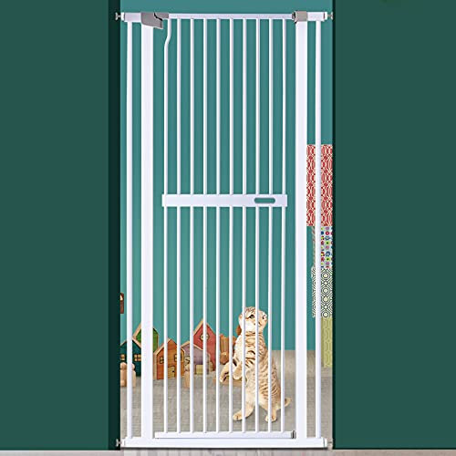 Cat Gate - Extra Tall Pressure Fit Pet Safety Gate 76-82cm Wide, 151cm Tall | Unique 90° Two Way Open/Stay Door, Auto Close Function