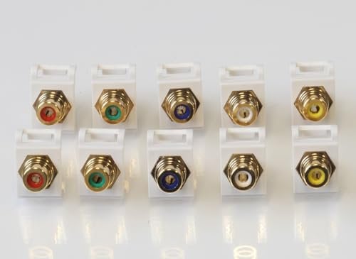 RCA Keystone Jacks, Pack of 10 (5 Colors)