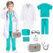 HIULLEN Arzt Kostüm Kinder, Arztkoffer Kinder Holz Spielset, Doktorkoffer Kindermit Laborkittel Stethoskop, Hut, OP Oberteile und Hosen Doktor Zubehör für Kinder Jungen Mädchen,140cm