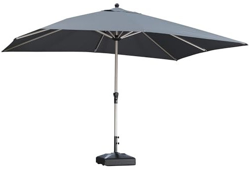 PURPLE LEAF Sonnenschirm Rechteckig 270 x 350 cm Aluminium Gartenschirm mit Kurbel zum Öffnen Schließen Marktschirm Groß UPF 50+ Mittelstockschirme wasserabweisend Tischschirm für Market, Grau