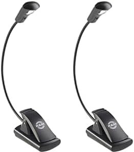 K&M 12241 Lampe pour pupitre à musique LED FlexLight Schwarz - fixation par clip - col de cygne flexible, luminosité 800 Lux (Lot de 2)