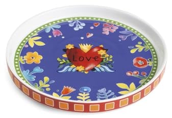 Egan Vassoio rotondo Love – Piatto da portata in porcellana Bone China da 20 cm per caffè, tè e snack – Accessorio decorativo da cucina, resistente al calore, lavabile in lavastoviglie, stoviglie