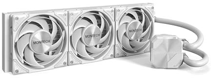 MONTECH HyperFlow Silent 360 White – Ultra-Quiet AIO Liquid CPU Cooler, 3100RPM Pump, Triple Silent Fans, High-Efficiency Radiator for Superior Heat Dissipation, Intel & AMD Compatible, ARGB-Free