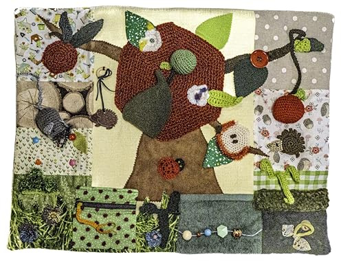 KLAUDI-ART Nesteldecke Demenzdecke Apfelbaum Handmade, Größe 65cm x 50cm