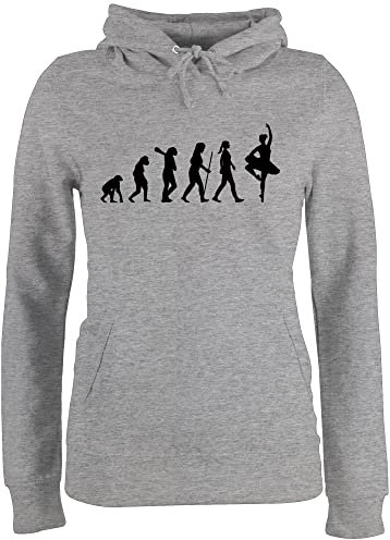 Pullover Damen Hoodie Frauen - Entwicklung und Outfit - Ballett Evolution - M - Grau meliert - tanzen Ballet Pulli Dance Tanz Tanzsport tänzer tänzerin tanzen, Geschenke Geschenk sprüche