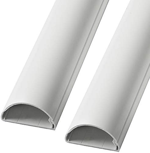 2m (2X 100cm) – 20mm x 10mm White Trunking | Half Round Cable Conduit Cover | HDMI AV TV Ethernet & Coaxial Wire Ducting | Wall Tidy Management | Self-Adhesive Backing *Easy Install* | Skirting Home
