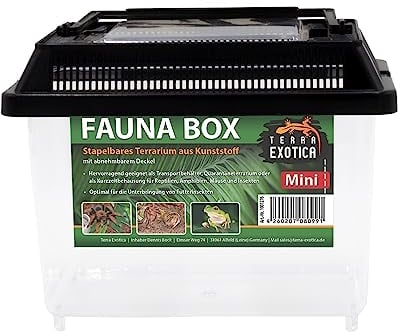 Terra Exotica Fauna Box in 5 Größen erhältlich (Mini 18 x 11 x 14 cm) Transportbox/Quarantäneterrarium für z.B. Reptilien, Amphibien, Kaninchen, Mäuse, Vögel - Terrarium