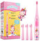 Vekkia Sonic Rechargeable Kids Electric Toothbrush, 3 Modes with Memory, Fun & Easy Cleaning, 24000 Strokes, IPX7 Waterproof, 2-Min Timer for Age 5+, 4 Soft Bristles(Pink)
