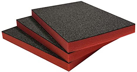 Shadow Foam Easy Peel (600mm x 420mm) | espuma personalizable para organizar cajas de herramientas (Paquete de tres (Profundidad de 50mm), Negro sobre rojo)