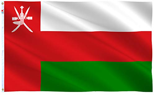 rhungift Sultan of Oman Flagge, 91x152 cm, für den Außenbereich, groß, beidseitig robust, 100D Polyester, Messingösen für einfaches Ausstellen, Sultanat der Oman-Flaggen
