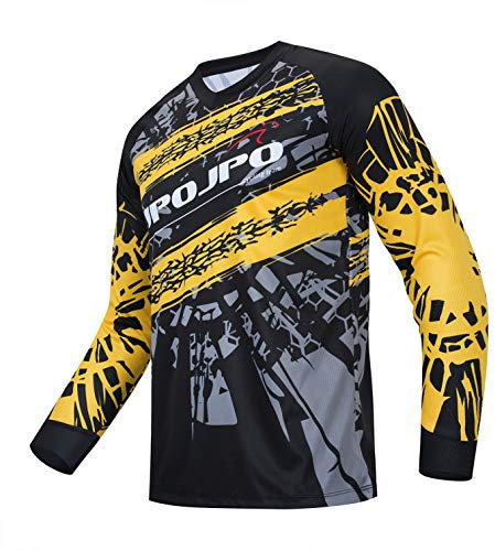 Weimostar Cycling Jersey Herren Mountainbike Motocross Jersey Langarm MTB T-Shirt Downhill Tops Sport Rennbluse gelb XXXL