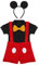Gentleman First Birthday Cake Smash Photo Prop Mickey Formal Suit for Baby Boys Short Sleeve Romper+Bow Tie+Suspenders Overalls Bib Pants Shorts Mouse Ears Fancy Costume Red+Balck 12-18 Months