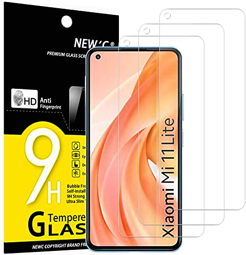 NEW'C Lot de 3, Verre Trempé pour Xiaomi Mi 11 Lite/Mi 11 Lite 5G, Film Protection écran - Anti Rayures - sans Bulles d'air -Ultra Résistant (0,33mm HD Ultra Transparent) Dureté 9H Glass