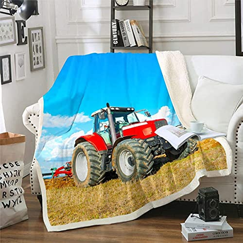 Proxiceen Traktor Thema Decke kuscheldecke Flanell Decke Sofadecke Flauschige Warme tagesdecke (Stil 2,100x140cm)