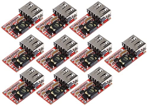TECNOIOT 10 pezzi Modulo buck DC-DC 6-24V 12V / 24V a 5V 3A Efficienza del caricatore di alimentazione step-down USB 97,5%