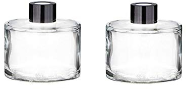 ericotry 2PCS Empty Clear Glass Essential Oils Diffuser Bottles with Black Caps Fragrance Accessories Use for DIY Replacement Reed Diffuser Sticks Sets Home Fragrance & Decoration (50ml/1.7oz)