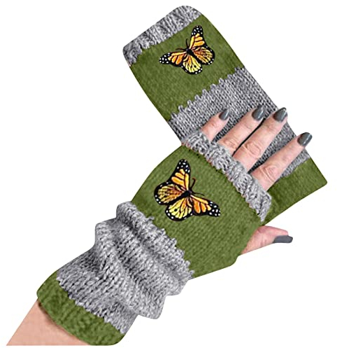 Strickhandschuhe Damen Armwärmer Stulpen für Damen Fingerlose Handschuhe Winter Warm Länge Ärmel für Handgelenk mit Daumenloch Fingerlose Handschuhe