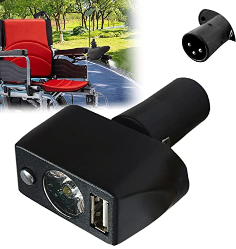 LED Beleuchtungssteuerung für Elektrische RollstüHle,3-Poliger XLR-Kopf,USB-Ladelicht für Elektrische RollstüHle,LED Licht Elektrorollstuhl Einstellbarer Winkel,für ältere Menschen