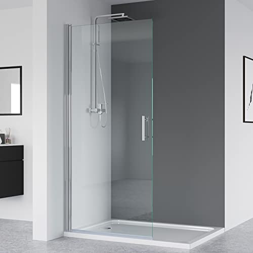 IMPTS walk in dusche 100x195 glas Duschwand Duschabtrennung Nische Dusche Schwingtür Pendeltür Duschkabine Rahmenlos,OHNE Duschwanne